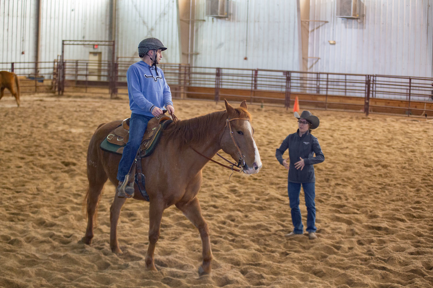 EXPANDING EDUCATION: MSU instructor Natalie Mook teaches a horseback riding class at the Darr Agricultural Center, which will soon have expanded animal education.